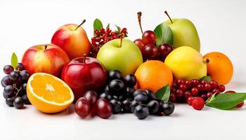 Fresh fruits isolated on white background. photo