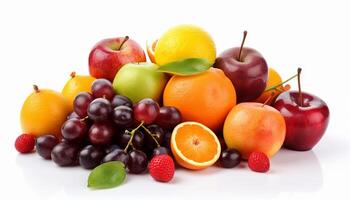 Fresh fruits isolated on white background. photo