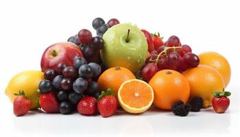 Fresh fruits isolated on white background. photo