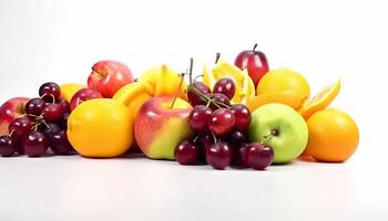 Fresh fruits isolated on white background. photo