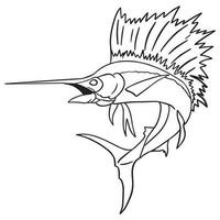 Marlin fish outline art ,good for graphic design resources, posters, banners, templates, prints, coloring books and more. vector