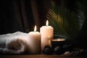 Spa composition on the table ai generate photo