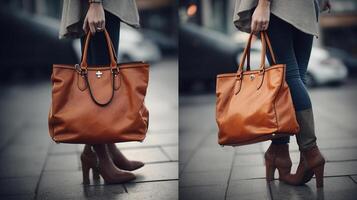 Woman legs with handbag. Shopping and business, photo