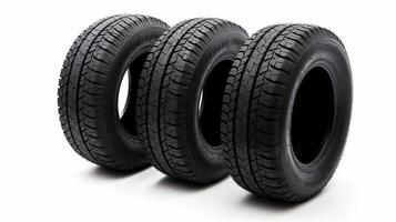 Black tires isolated on white background, photo