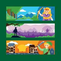 Medieval Magic Game Banner Set vector