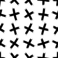 Seamless pattern with hand drawn cross symbols. Black sketch cross symbol on white background. Vector illustration