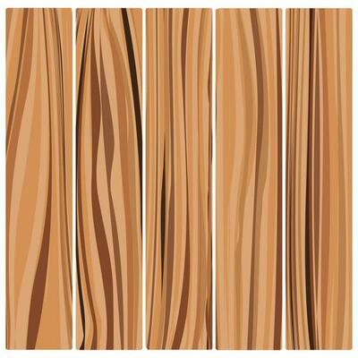 Five wooden boards. Vector abstract wood texture in flat design.
