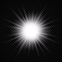 Light effect of lens flare. White glowing light explodes with starburst effects and sparkles vector