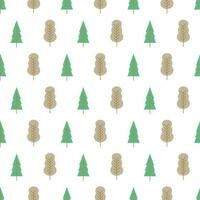 Seamless pattern with colored trees on white background. Vector illustration.