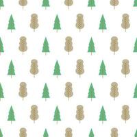 Seamless pattern with colored trees on white background. Vector illustration.