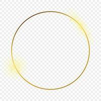Gold glowing circle frame isolated on background. Shiny frame with glowing effects. Vector illustration.
