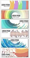 Set of six colorful abstract header banners with curved lines and place for text. Vector backgrounds for web design.