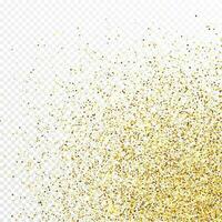 Gold glitter confetti backdrop isolated on white background. Celebratory texture with shining light effect. Vector illustration.
