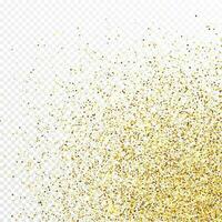 Gold glitter confetti backdrop isolated on white background. Celebratory texture with shining light effect. Vector illustration.