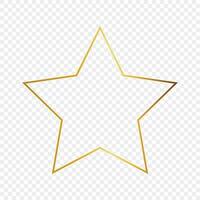 Gold glowing star shape frame isolated on background. Shiny frame with glowing effects. Vector illustration.