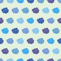 Seamless pattern with clouds on blue sky. Cute endless cloudscape. Vector illustration.