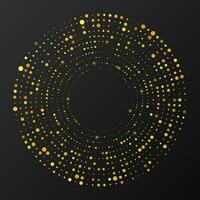 Abstract gold glowing halftone dotted background. Gold glitter pattern in circle form. Circle halftone dots. Vector illustration