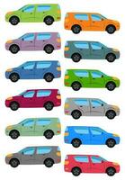 Set of multicolored car. Isolated vector illustration.