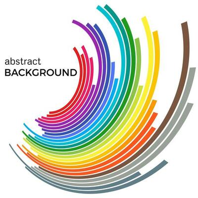 Abstract background with colorful rainbow lines. Colored circles with place for your text on a white background.
