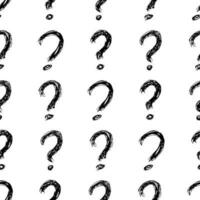 Seamless pattern with hand drawn question mark symbol. Black sketch question mark symbol on white background. Vector illustration