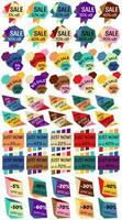 Set of Sale Discount Labels, Tags, Emblems. Web collection of stickers and badges for sale. Isolated vector illustration.