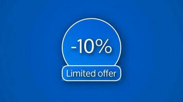 Blue limited offer banner with a 10 discount . White numbers on blue backgrounds with shadow vector