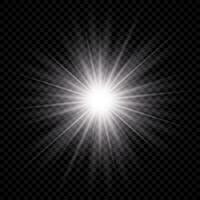 Light effect of lens flare. White glowing light explodes with starburst effects and sparkles on a background. Vector illustration