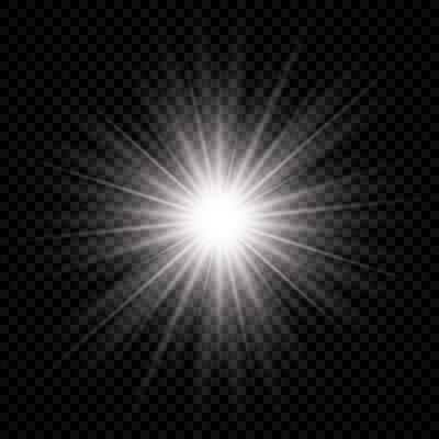 Light effect of lens flare. White glowing light explodes with starburst effects and sparkles on a background. Vector illustration