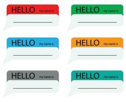 Hello my name is sticker set color vector