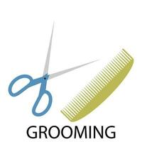 Grooming scissors and comb vector