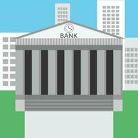 Bank building design flat vector