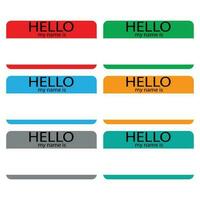 Hello my name is sticker sign badge set color vector