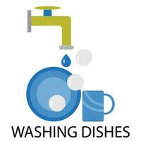 Washing dishes design flat vector