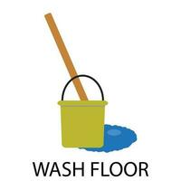 Wash floor icon flat design vector