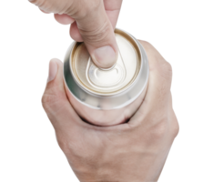 Top view using hand open lid aluminum can png