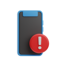 social media exclamation error phone 3d illustration png