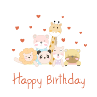 Happy Birthday card with animals png