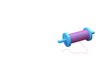 3D Render Of String Spool Element In Blue And Pink Color. png