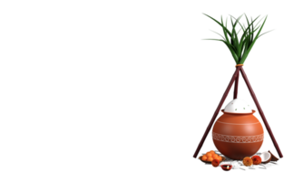 3D Illustration Of Pongal Festival Elements Against Background And Copy Space. png