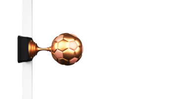 oben Aussicht von 3d machen Bronze- Fußball Trophäe vergeben gegen Hintergrund und Kopieren Raum. png