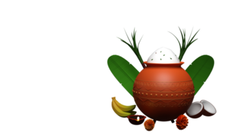 3D Render Pongal Festival Elements And Copy Space Against Background. png