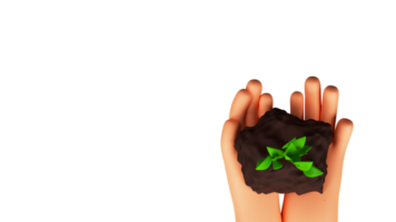 3D Top View Of Human Hands Holding Plant And Copy Space. png