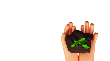 3D Top View Of Human Hands Holding Plant And Copy Space. png