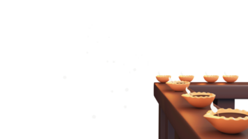 3D Render Of Illuminated Oil Lamps Decorated On Railing And Copy Space. png