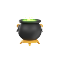 3D Rendering Style Boiling Cauldron Icon In Black And Yellow Color. png