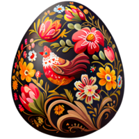 Pascua de Resurrección huevo con khokhloma ornamento, decoración de tradicional ruso cuadro. realista ilustración, aislado antecedentes. generativo ai png