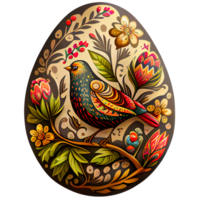 Pascua de Resurrección huevo con khokhloma ornamento, decoración de tradicional ruso cuadro. realista ilustración, aislado antecedentes. generativo ai png