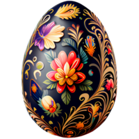 Easter egg with Khokhloma ornament, decoration of traditional Russian painting. Realistic illustration, isolated background. png