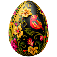 Easter egg with Khokhloma ornament, decoration of traditional Russian painting. Realistic illustration, isolated background. png