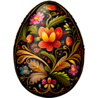 Pascua de Resurrección huevo con khokhloma ornamento, decoración de tradicional ruso cuadro. realista ilustración, aislado antecedentes. generativo ai png